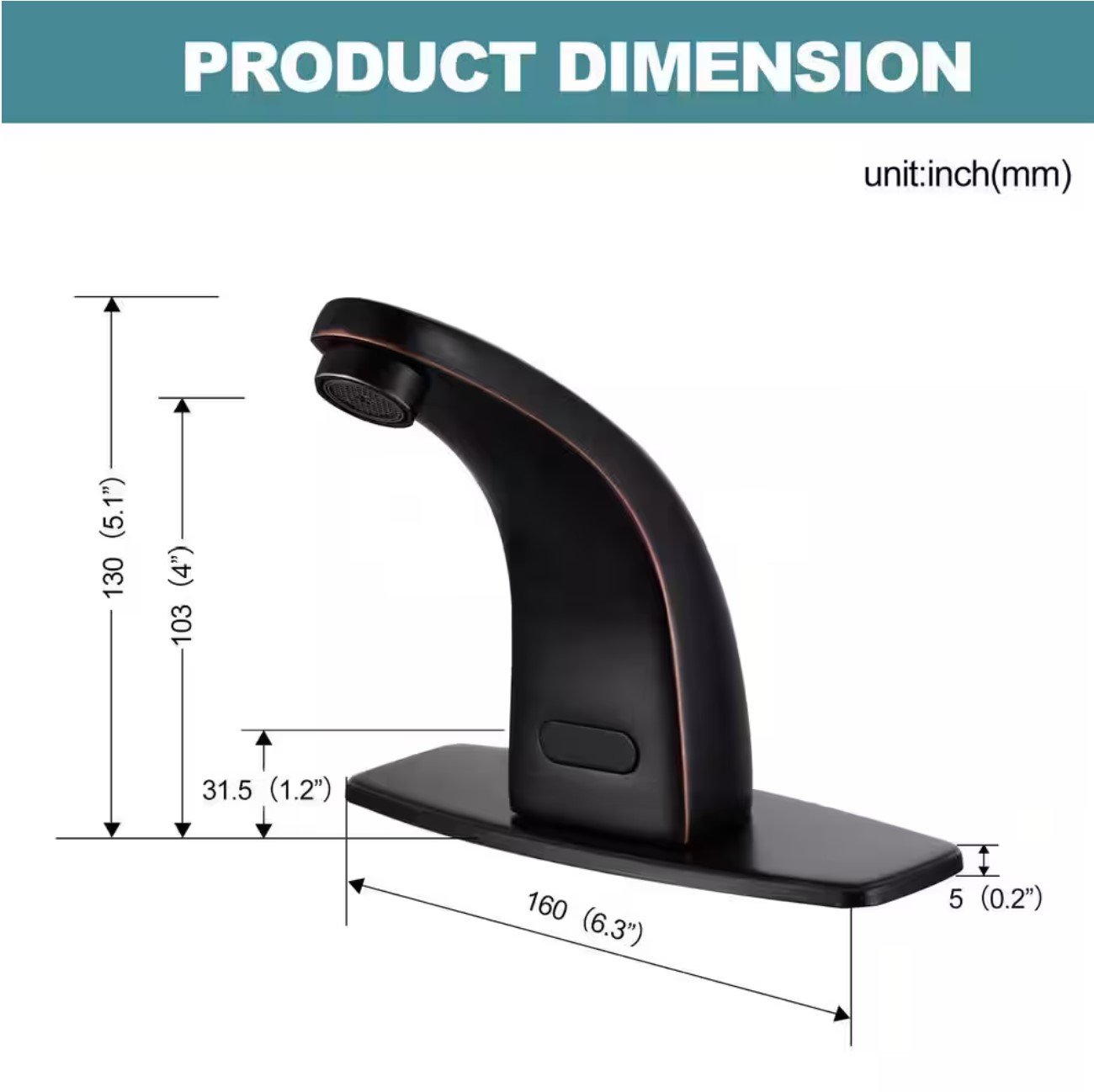 Automatic Sensor Touchless Battery Powered Bathroom Sink Faucet with Deckplate and Mixing Valve in Oil Rubbed Bronze - Image 2